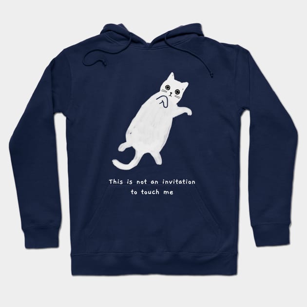 Flat on back (white caption) Hoodie by KentheCat